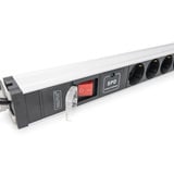 Digitus Steckdosenleiste PDU mit Aluminiumprofil, 12-fach schwarz/aluminium, 2 Meter Kabel, 1 HE, mit Schalter und Überspannungsschutz
