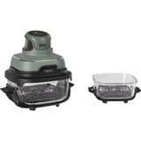 Ninja CRISPi 4-in-1 tragbare Glas-Heißluftfritteuse "Salbei" graugrün/transparent, 1.700 Watt, 2 Körbe 1,4 und 3,8 Liter