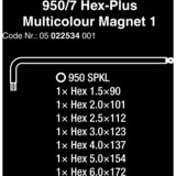 Wera 950/7 Hex-Plus Multicolour Magnet 1 Winkelschlüsselsatz, 7-teilig, Schraubendreher mit Halteclip