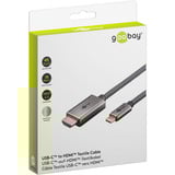 goobay USB Textil-Adapterkabel, USB-C Stecker > HDMI Stecker, 4K / 60Hz schwarz/silber, 3 Meter