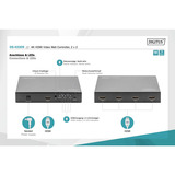 Digitus 4K HDMI Videowand-Prozessor, 2x2, HDMI Splitter schwarz, mit Fernbedienung