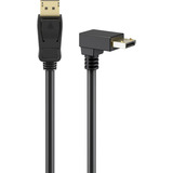 goobay Kabel DisplayPort Stecker 90° > DisplayPort Stecker, 8K / 144Hz schwarz, 1 Meter, 1 Stecker 90° nach unten abgewinkelt, 54 Gbit/s, DisplayPort 2.0 / 2.1