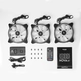 Chieftec NF-3012-RGB 3er-RGB Lüfter-Set (Nova), Gehäuselüfter 3er Pack inkl. Controller, 120 mm