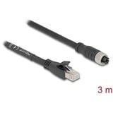 DeLOCK M12 Kabel X-kodiert 8 Pin Buchse > RJ-45 Stecker, Cat.5e S/FTP schwarz, 3 Meter, flexibel