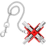 KNIPEX Universal-Schlüssel 00 11 06, Steckschlüssel silber/rot, für gängige Schränke und Absperrsysteme