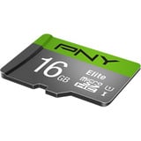 PNY Elite microSD 16 GB, Speicherkarte grau/grün, Class 10, UHS-I, SD-Adapter