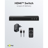 goobay HDMI-Umschaltbox 4 auf 1 (4K @ 60Hz), mit Audio-Ausgang, HDMI Switch schwarz, mit Fernbedienung