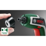 Bosch Akkuschrauber IXO 7 Wasserwagen-Set 3,6Volt grün/schwarz, Li-Ionen Akku 2,0Ah, Wasserwaage 12cm, Bitsatz