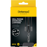 Intenso Handykette und Lade-/Datenkabel Cell Phone Charging Lanyard schwarz, 1,65 Meter, USB-C, PD3.0 / QC4.0, Nylon
