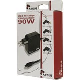 Inter-Tech Ladegerät Argus PD-2090, USB-C Charger schwarz, 1,40m Kabel, PD 3.0, 90 Watt, inkl. 4 Adapter