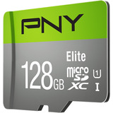 PNY Elite microSD 128 GB, Speicherkarte grau/grün, Class 10, UHS-I