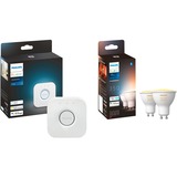 Philips Hue White Ambiance GU10 + Bridge, LED-Lampe Doppelpack, ersetzt 35 Watt, inkl. Hue Bridge