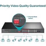 TP-Link TL-SL1218MP, Switch schwarz, 16-Port-10/100Mbit/s-+2-Port-Gigabit- Unmanaged PoE-Switch