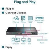 TP-Link TL-SL1218MP, Switch schwarz, 16-Port-10/100Mbit/s-+2-Port-Gigabit- Unmanaged PoE-Switch