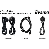 iiyama ProLite LH4360UHS-B1AG, Public Display schwarz, UltraHD/4K, IPS, Lautsprecher