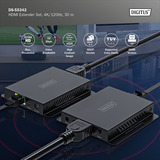 Digitus 4K HDMI Extender Set, HDMI Verlängerung schwarz,  4K/120Hz, 30m