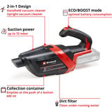 EINHELL TE-HV 18/06 Li - Solo, Handstaubsauger rot/schwarz, ohne Akku und Ladegerät