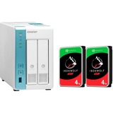QNAP TS-231K + 2x Seagate IronWolf NAS 4 TB CMR weiß, NAS + 2 NAS HDDs (ST4000VN008)
