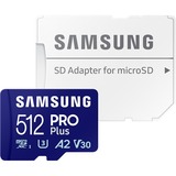 SAMSUNG PRO Plus 512 GB microSDXC (2023), Speicherkarte blau, UHS-I U3, Class 10, V30, A2