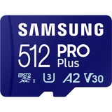 SAMSUNG PRO Plus 512 GB microSDXC (2023), Speicherkarte blau, UHS-I U3, Class 10, V30, A2