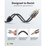 goobay Plus Audio Adapterkabel AUX 3,5mm Klinke > Stereo-Cinch Stecker schwarz/silber, 3 Meter
