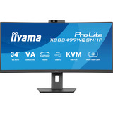 iiyama ProLite XCB3497WQSNPH-B1, LED-Monitor 86.4 cm (34 Zoll), schwarz (matt), UWQHD, VA, Curved, KVM, USB-Hub, USB-C, Webcam, 120Hz Panel