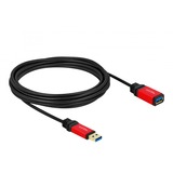 DeLOCK USB 3.2 Gen 1 Verlängerungskabel, USB-A Stecker > USB-A Buchse schwarz/rot, 5 Meter, SuperSpeed