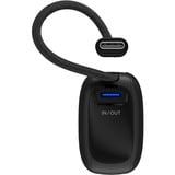 goobay Powerbank 5.000 mAh, integriertes USB-C Kabel 13cm, 20 Watt schwarz, 5 Ah, 1x USB-A, 1x USB-C, PD, QC