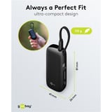 goobay Powerbank 5.000 mAh, integriertes USB-C Kabel 13cm, 20 Watt schwarz, 5 Ah, 1x USB-A, 1x USB-C, PD, QC