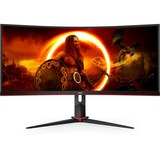 AOC CU34G2XE/BK, Gaming-Monitor 86 cm (34 Zoll), schwarz (matt)/rot, UWQHD, VA, Curved, 144Hz Panel