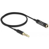 DeLOCK Audio Verlängerungskabel 3,5mm 4Pin Stecker > 3,5mm 4Pin Buchse Ultra Slim schwarz, 0,5 Meter