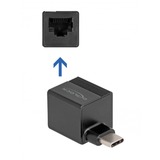 DeLOCK USB 3.2 Gen 1 Adapter mini, USB-C Stecker > RJ-45 Buchse schwarz, 90° abgewinkelt, Gigabit LAN 10/100/1.000 Mbit/s