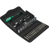 Wera 8100 SA 14 Zyklop Comfort Knarrensatz, 1/4", Werkzeug-Set schwarz/grün, 28-teilig, Comfort-Knarre mit Umschalthebel