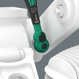 Wera 8100 SA 14 Zyklop Comfort Knarrensatz, 1/4", Werkzeug-Set schwarz/grün, 28-teilig, Comfort-Knarre mit Umschalthebel