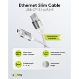 goobay Ethernet-Adapterkabel USB-C 3.2 Gen2 > RJ-45, Slim weiß, 15 Meter