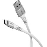 goobay Supersoftes USB 2.0 Textilkabel, USB-A Stecker > USB-C Stecker weiß, 2 Meter