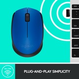 Logitech M171 Wireless, Maus blau, 3 Tasten, für Links- und Rechtshänder, kompatibel mit PC/Mac