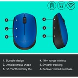 Logitech M171 Wireless, Maus blau, 3 Tasten, für Links- und Rechtshänder, kompatibel mit PC/Mac