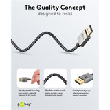 goobay DisplayPort Kabel 2.0/2.1 Slim silber/schwarz, 2 Meter