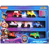 Spin Master Paw Patrol: Der Mighty Kinofilm, 7-teiliges Pup Squad Racers-Geschenkset, Spielfahrzeug mit Liberty-Spielzeugauto