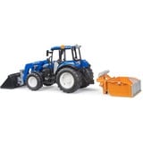 bruder 02187 BRUDER New Holland T5.120 mit Frontlader, Ladekasten, Gabeln und Rundballen, Modellfahrzeug 
