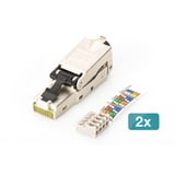 Digitus CAT 6A Feldstecker STP Staubkappe/Knickschutz 2 Stk silber