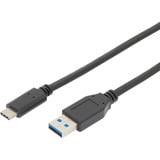 Digitus USB 3.2 Gen 2 Anschlusskabel USB-A > USB-C schwarz, 1 Meter, PD, Laden mit bis zu 15 Watt