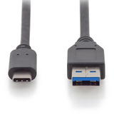 Digitus USB 3.2 Gen 2 Anschlusskabel USB-A > USB-C schwarz, 1 Meter, PD, Laden mit bis zu 15 Watt