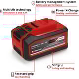 EINHELL Akku Power-X-Change Plus Multi-Ah 18Volt 5,0 bis 8,0Ah rot/schwarz, Multi-Ah Technologie