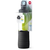 Emsa Drink2Go GLAS Trinkflasche 0,7 Liter transparent/schwarz, Schraubverschluss