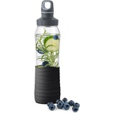 Emsa Drink2Go GLAS Trinkflasche 0,7 Liter transparent/schwarz, Schraubverschluss