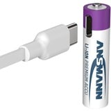 Ansmann Li-Ion Akku Micro AAA Typ 500 (min. 400 mAh), 4er-Pack weiß/violett, 4x AAA (Micro), USB-C Ladeport