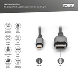 Digitus 8K DisplayPort Adapterkabel, mini DisplayPort > DisplayPort schwarz/grau, 2 Meter