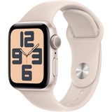 Apple Watch SE (2023), Smartwatch silber/hellbeige, 40 mm, Sportarmband, Aluminium